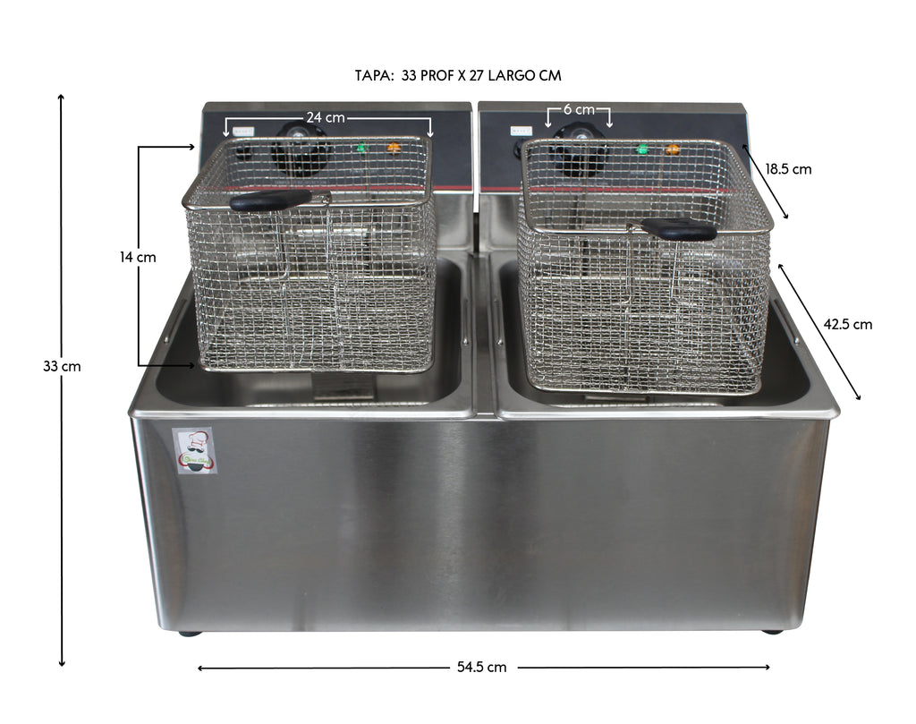 Freidora Industrial 8L Doble Acero Inox
