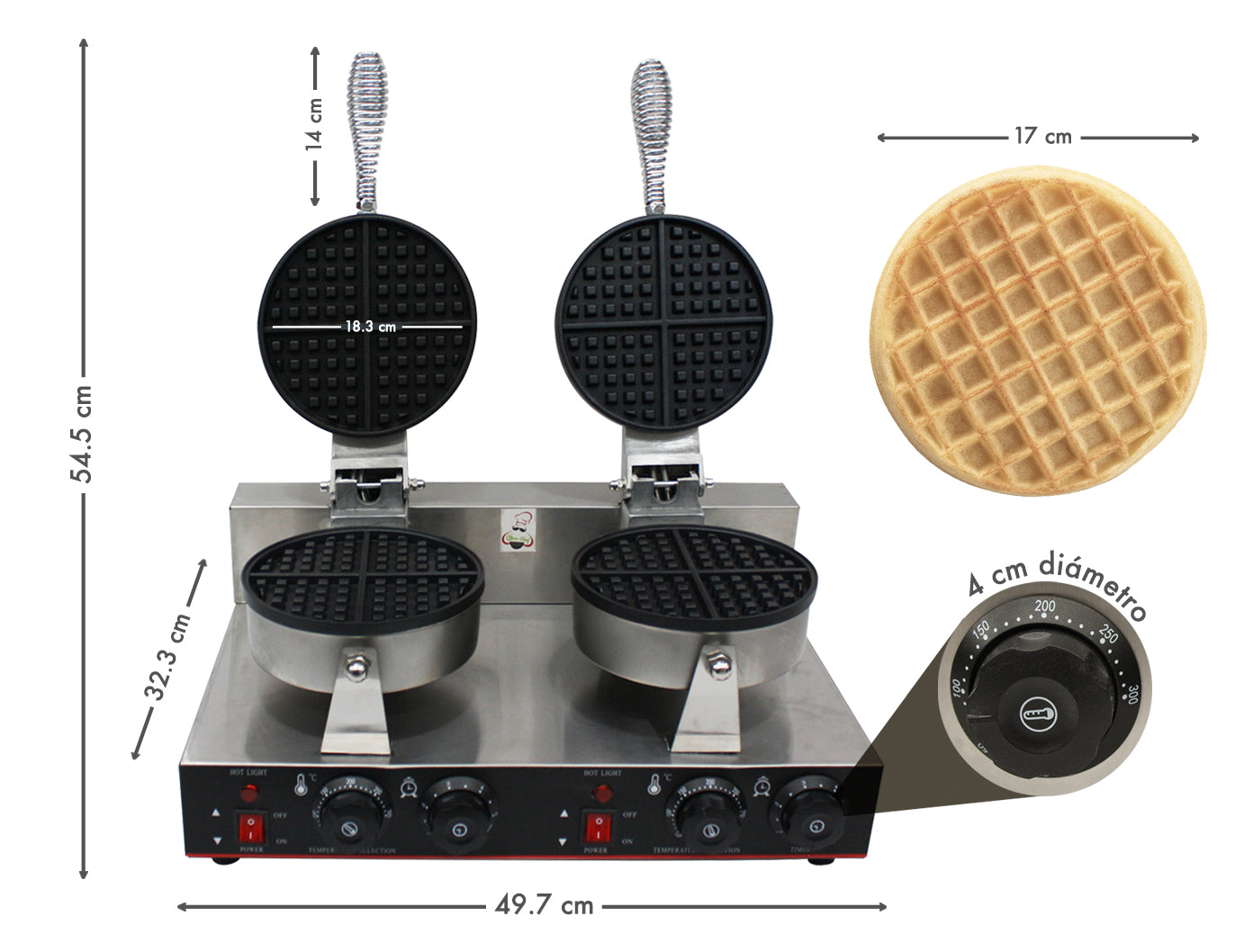 Waflera Doble Eléctrica Comercial Para Waffles Grandes
