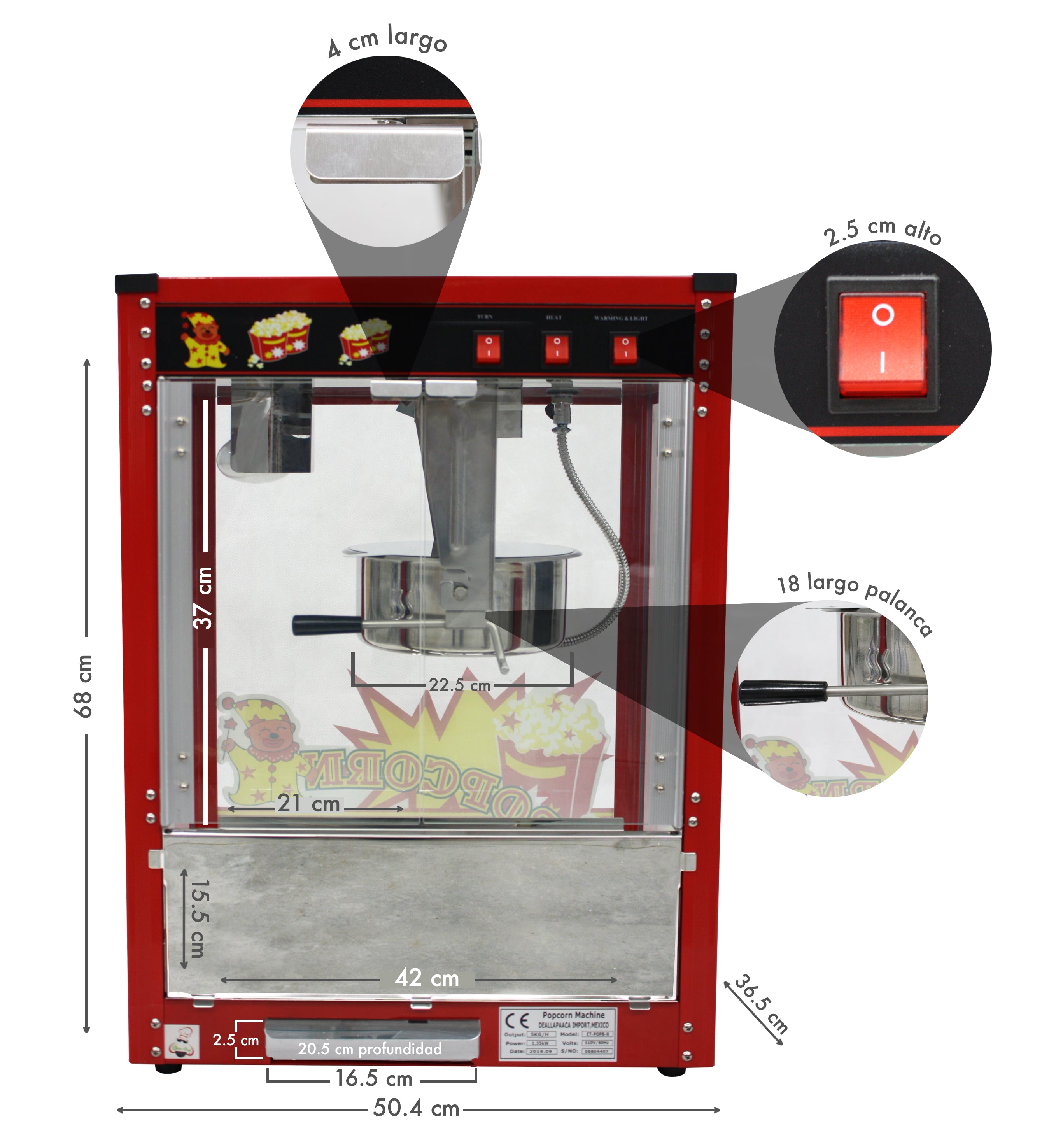 Máquina de Palomitas palomera 8 oz grande + envio