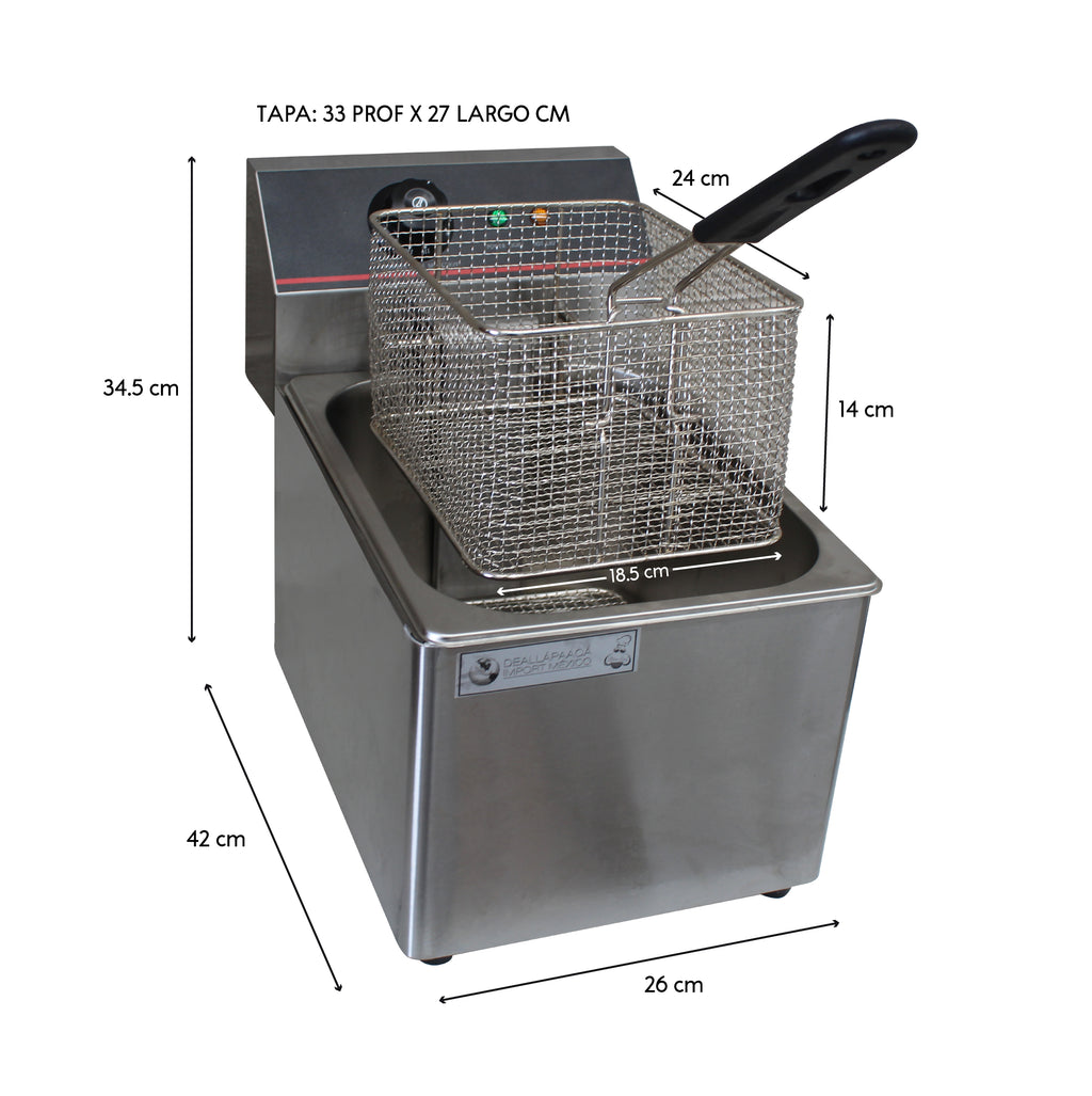 Freidora Industrial 8L Individual Acero Inox