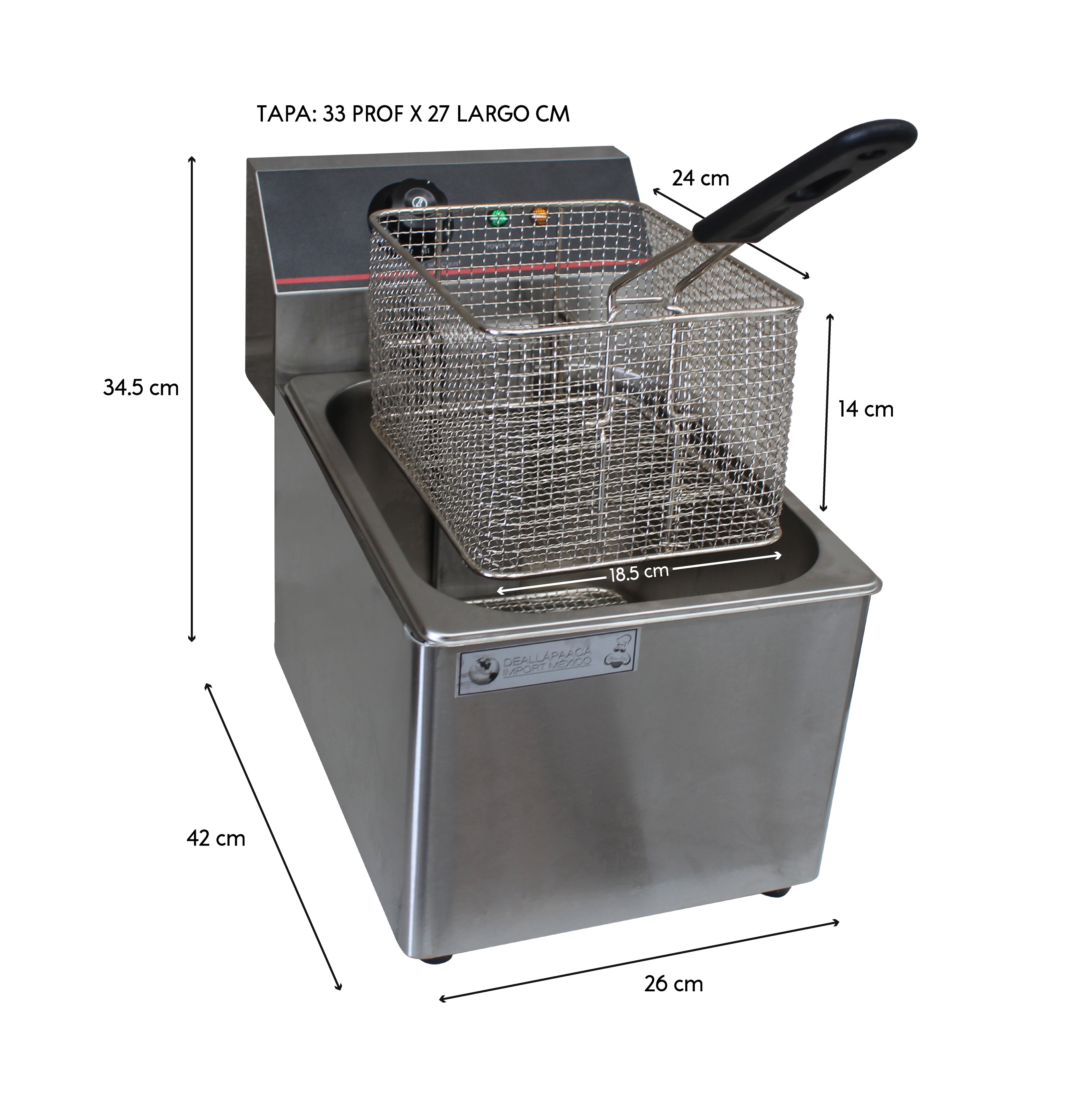 Freidora Industrial 8L Individual Acero Inox